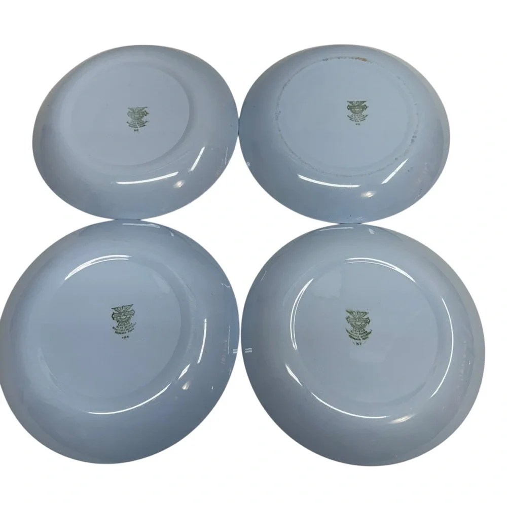 Societa Ceramica Italiana Laveno Plates Set Of 4 Blue 9” Vegetables Garden